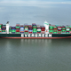 A photo of the Ever Forward ship stuck on a sand bank.